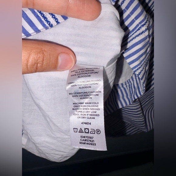 LOFT Navy Striped Midi Dress - Picture 8 of 8